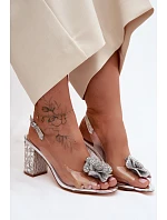 Průhledné Sandály na Podpatku S Krystaly D&A MR61-9013 Stříbrné