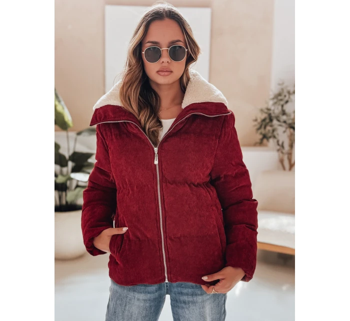 Dámská manšestrová bunda vínová Dstreet model 21990548 - FashionStreet