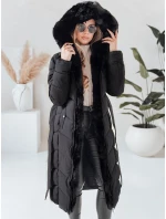 Dámská zimní dlouhá prošívaná bunda s kožešinou černá Dstreet model 21991288 - FashionStreet