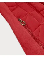 Tmavě červená rozepínací dámská mikina z různých spojených materiálů model 20722433 - LHD Tmavě červená rozepínací dámská mikina z různých spojených materiálů model 20722433 - LHD