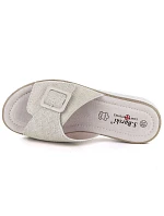 Dámske kožené žabky na platforme béžovej farby S.Barski 7002