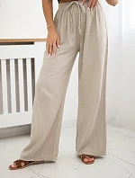 Široké mušelínové nohavice béžovej farby