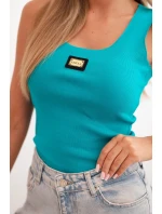 Dámsky prúžkovaný top s ozdobnou aplikáciou tmavá mentolová Dámsky prúžkovaný top s ozdobnou aplikáciou tmavá mentolová