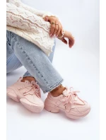 Sneakersy Damskie Na Masywnej Podeszwie Różowe Windamella