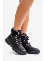 Damskie Ocieplane Botki Trapery Na Zamek Czarne Mevanisa