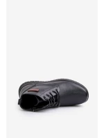 Botki Męskie Ocieplane Na Zamek Sznurowane Czarne Hlimena