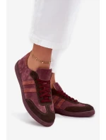 Zazoo N1068 Zamszowe Niskie Sneakersy Damskie Bordowe