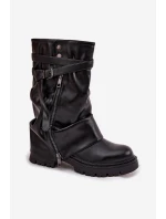 Dámské kozačky s  lemem do  s páskem Černé model 21715287 - Boto