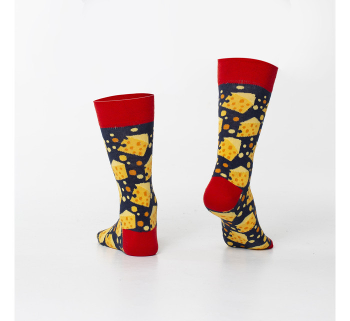 Tmavomodré a žlté pánske ponožky so syrom