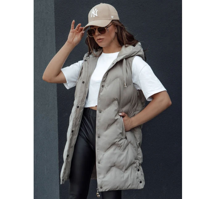 Dámská prošívaná vesta s kapucí béžová Dstreet model 21979810 - FashionStreet