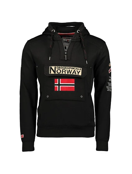 Pánska športová mikina Geographical Norway GYMCLASS BLACK DB MEN 100 s kapucňou, čierna (WU4185H-GN-BLACK)