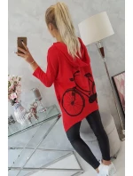 Mikina s potlačou kolesa červená