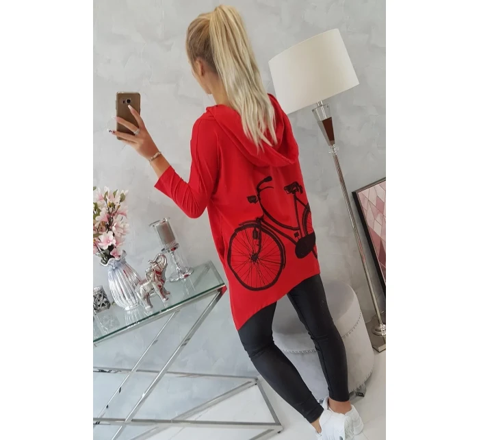 Mikina s potlačou kolesa červená