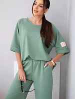 Dámska maslová viskózna mikina a široké nohavice svetlo fialová