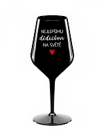 PRE NAJLEPŠIEHO DEDKA NA SVETE - čierny nerozbitný pohár na víno 470 ml
