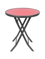 BALKÓNOVÝ NÁBYTOK SADA OKRÚHLY STÔL A 2 SKLADACIE STOLIČKY ČERVENÁ