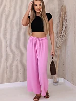 Široké nohavice v páse svetloružové