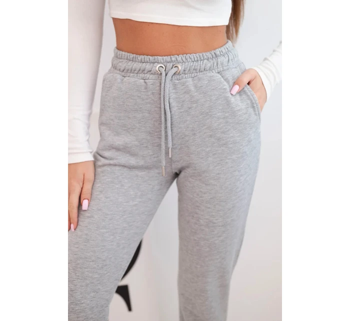 Dámské bavlněné kalhoty s gumou v pase šedé