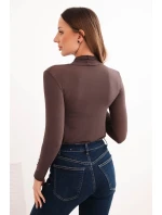 Dámska kašmírová blúzka s rolákom a dlhými rukávmi hnedá Dámska kašmírová blúzka s rolákom a dlhými rukávmi hnedá