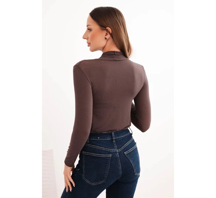 Dámska kašmírová blúzka s rolákom a dlhými rukávmi hnedá Dámska kašmírová blúzka s rolákom a dlhými rukávmi hnedá
