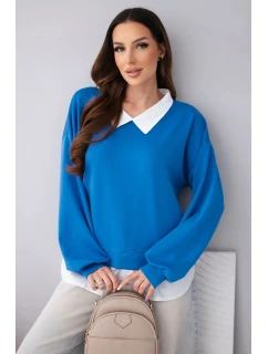 Dámská máslová mikina z viskózy s model 22014155 vsadkou chrpová - K-Fashion