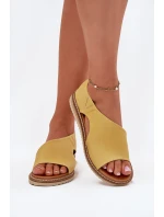 Skórzane Sandały Damskie Artiker 46C1015 Żółte