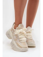 Dámske kožené tenisky SS2N4009 zlaté - GOE Dámske kožené tenisky SS2N4009 zlaté - GOE