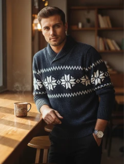 Pánský tmavě modrý svetr model 21982525 - Dstreet