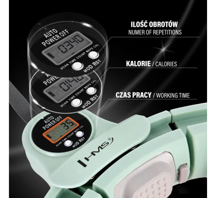 Hula Hop HMS HHM13 s magnetmi, závažím a zeleným počítadlom Hula Hop HMS HHM13 s magnetmi, závažím a zeleným počítadlom