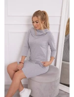 Šaty s kapucňou a vreckami šedej