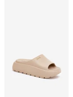 Piankowe Klapki Damskie Na Platformie Big Star RR274A569 Beżowe