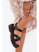 Dámské Sandály Na Platformě Z Eko Kůže Černé model 21688473 - Boto Dámské Sandály Na Platformě Z Eko Kůže Černé model 21688473 - Boto