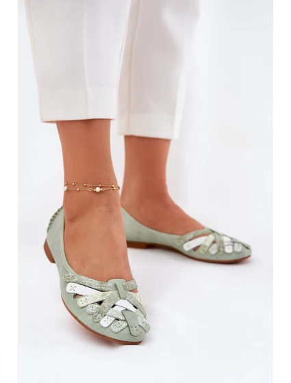 Dámské Kožené Baleríny model 21693673 Mátové - Maciejka