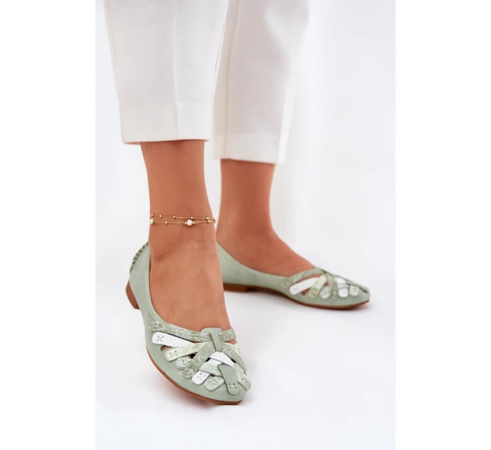 Dámské Kožené Baleríny model 21693673 Mátové - Maciejka