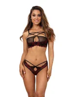 Sexy tangá V-10028 čierna/červená - Axami