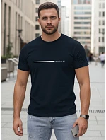 Tshirt męski bawełniany z napisem granatowy model 22305462 - FashionStreet