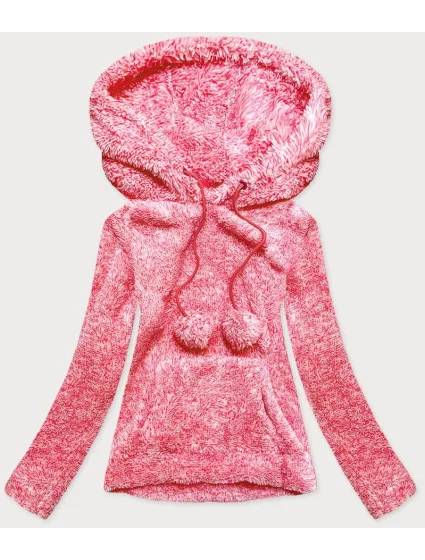 Červená melanžová dámská plyšová mikina model 17929619 - J.STYLE Červená melanžová dámská plyšová mikina model 17929619 - J.STYLE