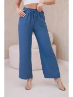 Viskózové kalhoty se širokými nohavicemi džínovina