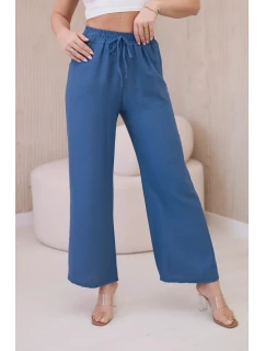 Viskózové kalhoty se širokými nohavicemi džínovina