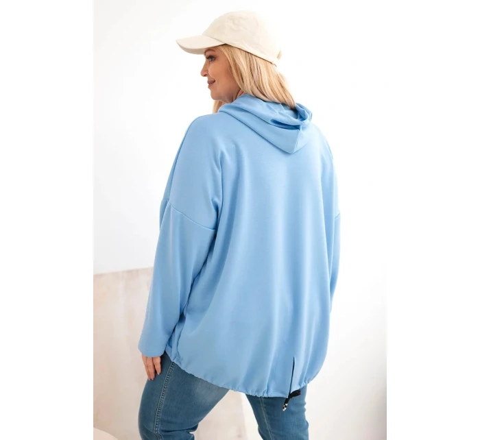 Dámská mikina Plus Size s kapucí a potiskem modrá