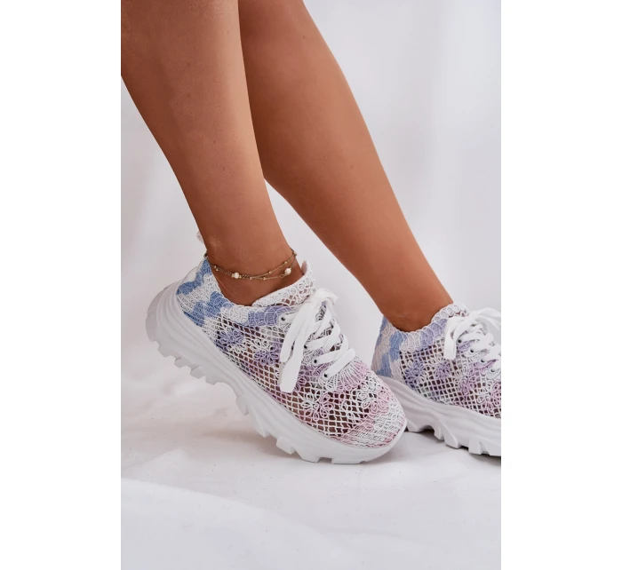 Sneakersy Damskie Z Szydełkową Cholewką Multikolor Jelhiris Sneakersy Damskie Z Szydełkową Cholewką Multikolor Jelhiris