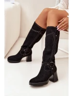 Zateplené Dámské Kozačky Na Podpatku S Černé model 21705148 - Boto