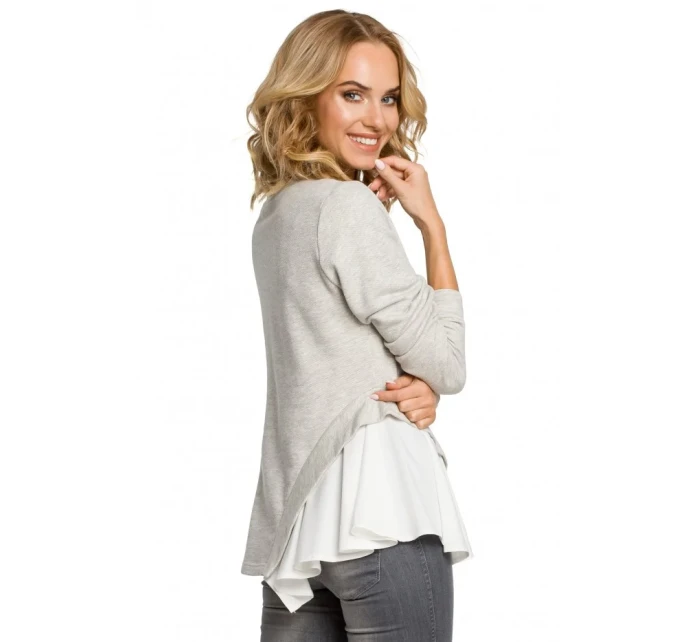 Asymetrická halenka světle šedá model 18001662 - Moe Asymetrická halenka světle šedá model 18001662 - Moe