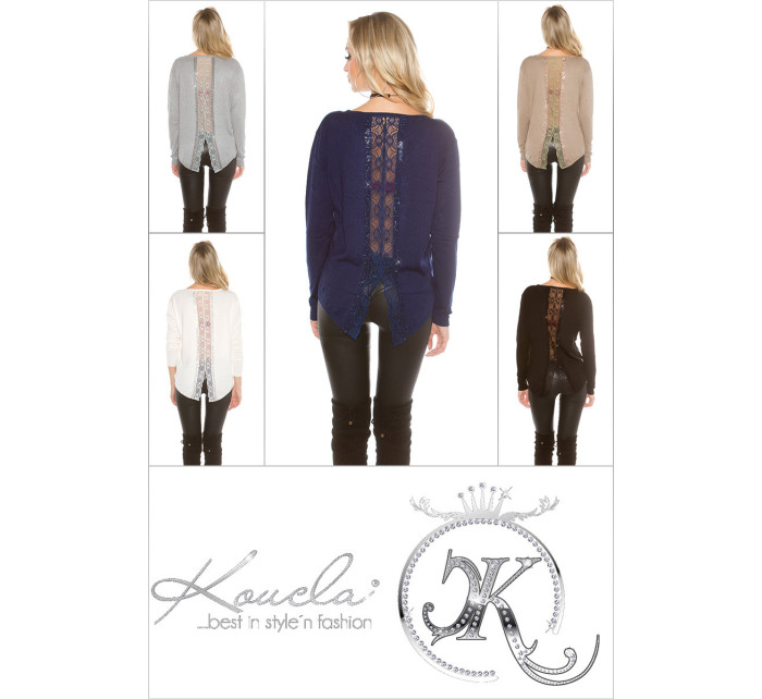 Sexy Koucla pullover with rhinestones and lace