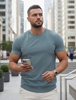 Pánske základné bavlnené tričko petrol FashionStreet RX5678