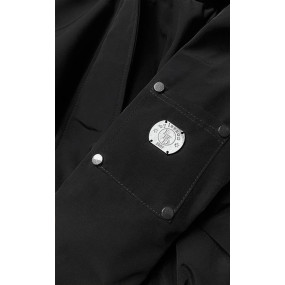 Čierna dámska bunda parka s kožušinovou podšívkou (M-21506)