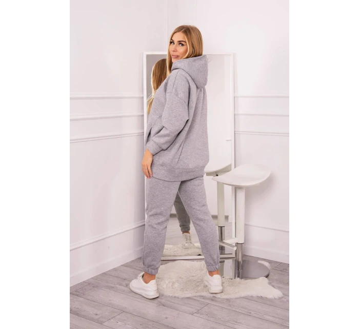 Zateplený set s mikinou s kapucňou šedý Zateplený set s mikinou s kapucňou šedý