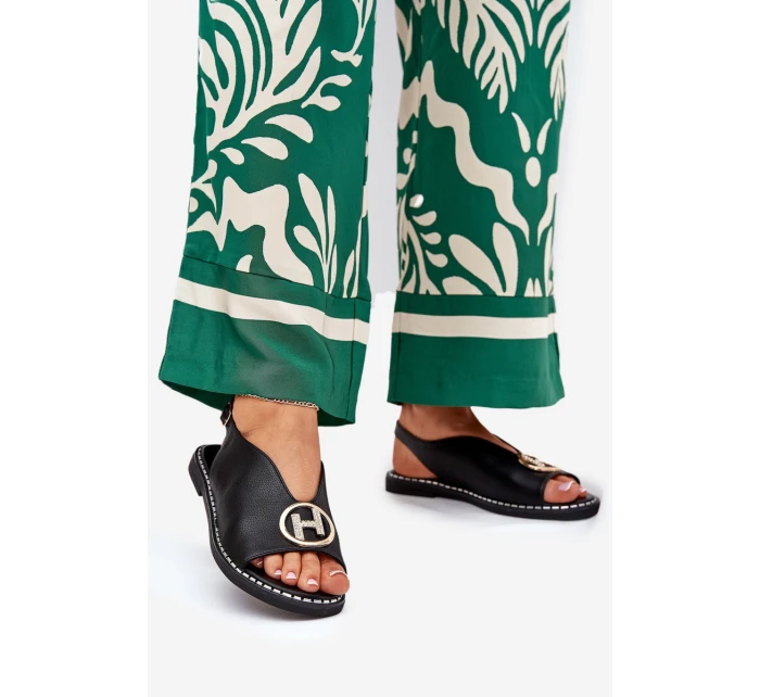 Ploché Elegantní Sandály S Dekorací Černé model 21685756 - Boto