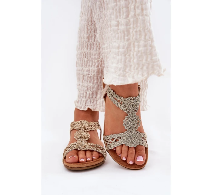 Plné Dámské Sandály S Vzorem  Zlaté model 21693554 - Artiker