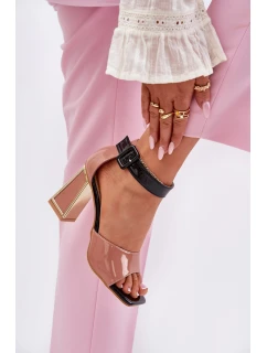 Lakované Dámské Sandály Na Podpatku model 21695396 Růžové - VINCEZA